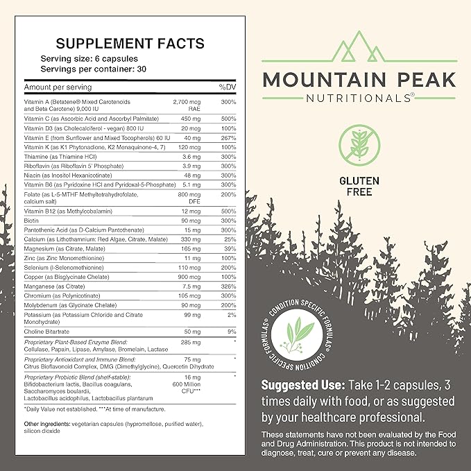 Mountain Peak Nutritionals Adrenal B Complex &amp Ultra High Multivitamin Combo Pack - Vitamin Multi-Mineral &amp Adaptogen Support - B Vitamins Probiotics &amp Essential Nutrients - 90 &amp 1