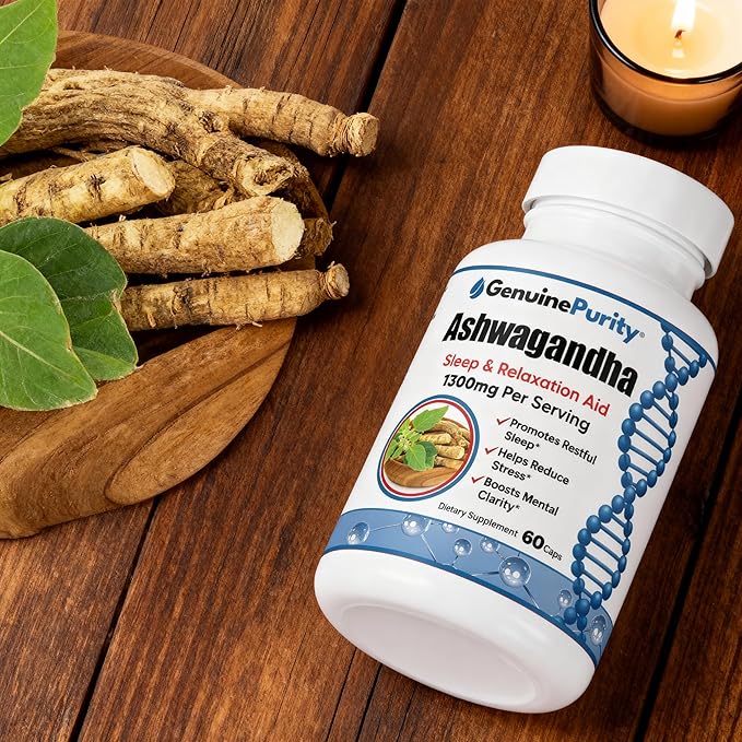 Organic Ashwagandha Supplement - 60 Vegan Capsules of Ashwagandha Root Extract with Black Pepper for Better Absorption - Support Relaxation Calm Mood &amp Sleep Quality