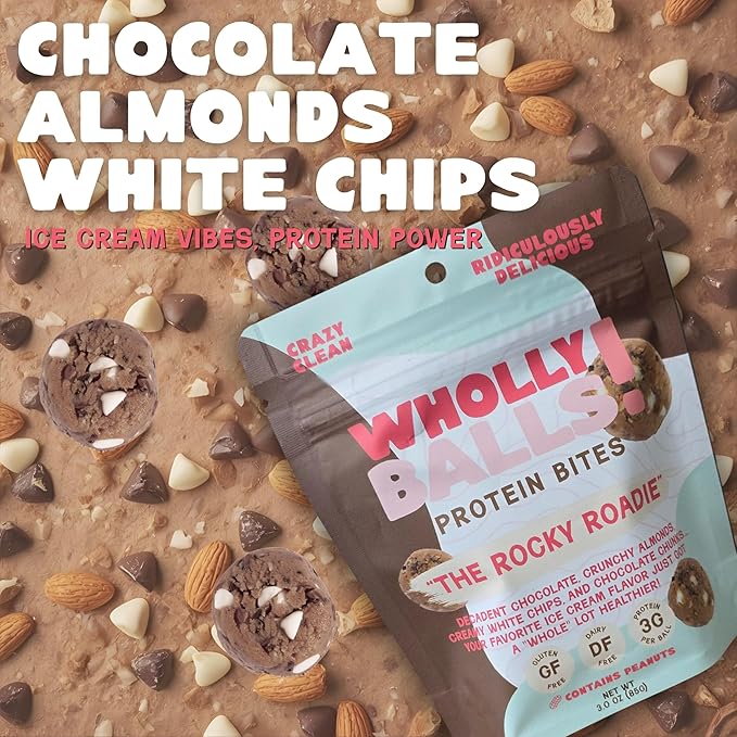 Wholly Balls Protein Bites – Healthy Plant-Based Snack | High Protein Low Sugar Gluten-Free Energy Balls (Pack of 3 Triple Threat)