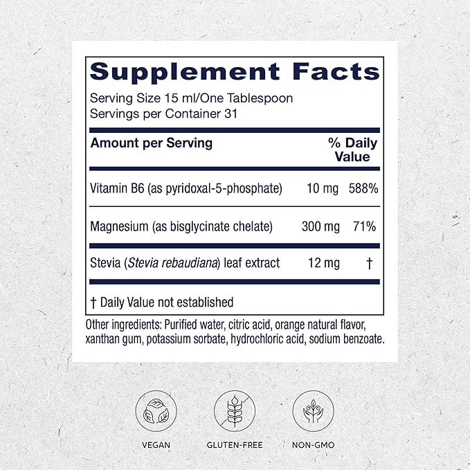 Vitanica Magnesium Tonic - Muscle Relaxation and Calm Support with Magnesium &amp Vitamin B6 Supports Sleep Brain &amp Heart Health - Alcohol Free - Vegan - Orange Flavor - 16 oz