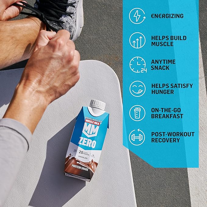 Muscle Milk Zero Protein ShakeVanilla Crème20g ProteinZero Sugar100 CaloriesCalciumVitamins AC &amp D4g FiberEnergizing SnackWorkout RecoveryPackaging May Vary 11.16 Fl Oz(Pack of 24)