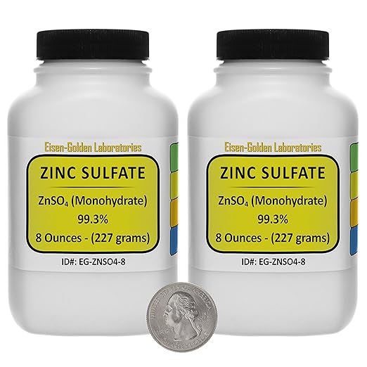 Zinc Sulfate [ZnSO4] 99.3% ACS Grade Powder 1 Lb in Two Space-Saver Bottles