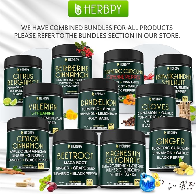 Bundle 6in1 Magnesium Glycinate Ashwagandha &amp 4in1 Cardamom Capsules for Restful Night Relaxation Digestion Heart Health &amp Natural Wellness