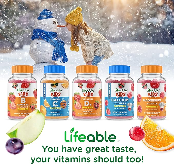 Lifeable Zinc Kids + Biotin Kids Gummies Bundle - Great Tasting Vitamin Supplement Gluten Free GMO Free Chewable Gummy