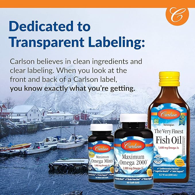 Carlson - MCT &amp Omega-3 Coconut Oil Caprylic &amp Capric Acids EPA &amp DHA Energy Production Fat Metabolism &amp Brain Health 120+30 Softgels