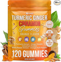 Premium 120 Turmeric Ginger Cinnamon Gummies – Vegan Gummies with Vitamin E B12 Magnesium Black Pepper Extract &amp Vitamin D3 – Orange Fruit Flavor