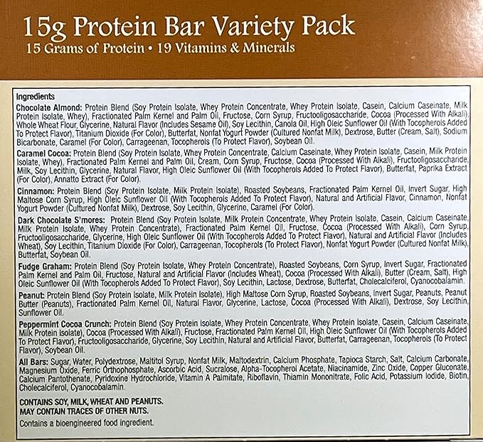 Proti Care High Protein Snack and Meal Replacement Diet Bars - 15g Protein Variety Pack - 7 count - Aspartame Free Kosher High Fiber (SINGLE BOX)