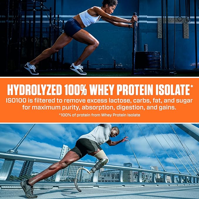 Dymatize x Dunkin' Mocha Latte ISO100 Whey Protein Powder 95mg Caffeine 25g of Protein 20 Servings 5.5g BCAAs 120 Cal. Gluten Free 1g Fat 1g Sugar 3g Carb