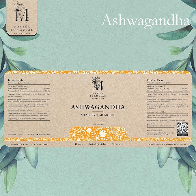 Master Formulae Botanicals Ashwagandha | Adaptogenic Herbal Extract | 100mL Tincture