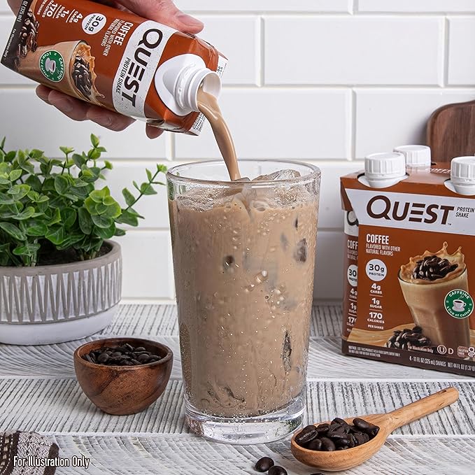 Quest Nutrition Ready to Drink Coffee Protein Shake 30g Protein 4g Carb 1g Sugar Gluten Free Keto Friendly 4 Count (Pack of 3)