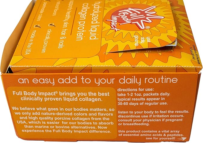 Liquid Collagen Protein Supplement 16000mg (16g) of Hydrolyzed Collagen Types I &amp III for Healthy Hair Skin Nails &amp Joints 1oz Packs (Box of 30) Sugar Free (Peach Mango Vibes)