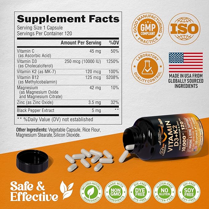 NUTRAHARMONY Vitamin D3 K2 &amp Digestive Enzymes Capsules