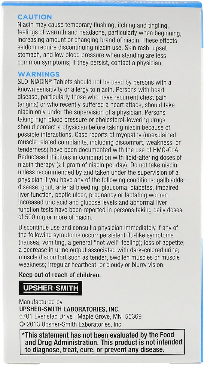 Slo-Niacin Polygel Controlled-Release Niacin 500 mg 100 Count