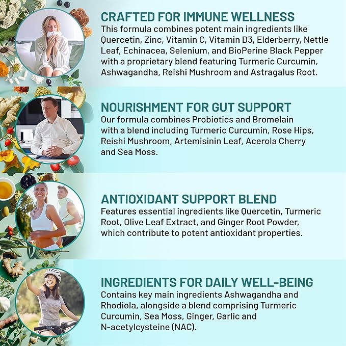 PrimeMD 4-in-1 Calcium Supplements for Women &amp Men or Heart Bone &amp Body Defenses (120 ct) &amp 28-in-1 Quercetin with Bromelain Supplement - Quercetin 500mg Capsules for Immune Defense Suppo
