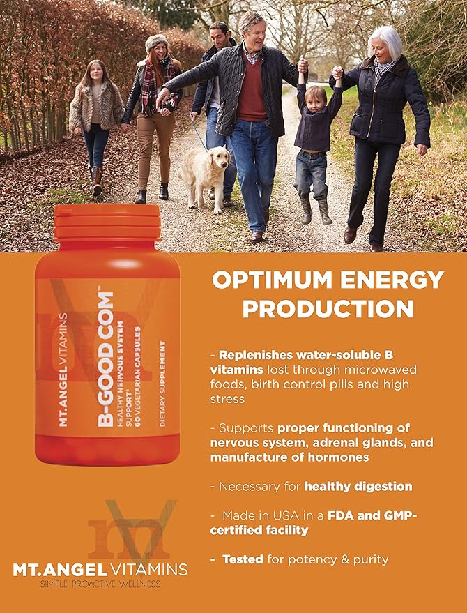 Mt. Angel Vitamins - B-Good Com (Vitamin B Complex) Healthy Nervous System Support (60 Vegetarian Capsules)