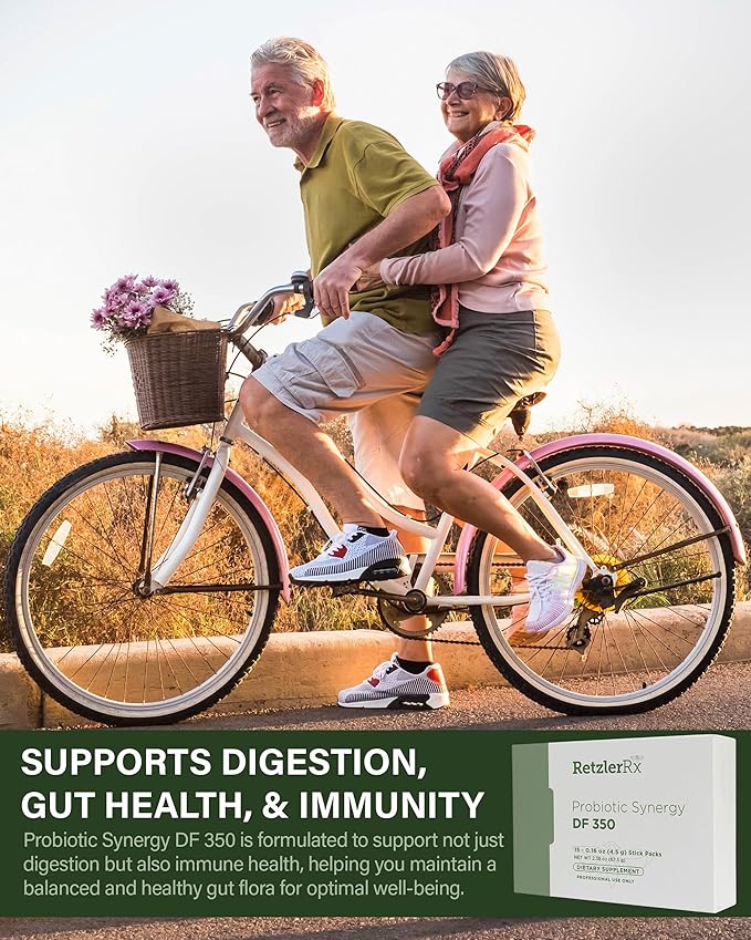 Probiotic Synergy DF 350 ® by Dr. RetzlerRx™ - 350 Billion CFU - Dairy-Free High Potency 350 CFU 18-Strain Probiotic Supplement - Supports Immune + Gut Health (15 Single Serving Stick Packs)