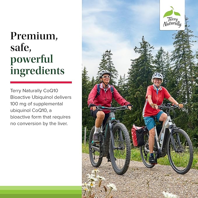 Terry Naturally CoQ10 BioActive Ubiquinol - Cellular Energy Support Supplement - BioActive CoQ10 Supplement - Nutritional Supplement to Aid Healthy Aging &amp Brain Health - 60 Softgels