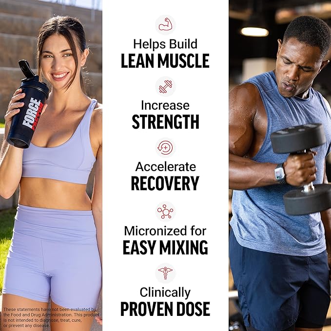 Force Factor Creatine Monohydrate Micronized Powder 500G 5g Dose to Support Muscle Growth Strength Recovery Cognitive Health &amp Memory Unflavored 100 Servings 17.6 Oz