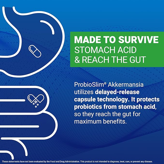 Force Factor ProbioSlim Akkermansia Prebiotics &amp Probiotics with 1B AFUs Akkermansia Muciniphila Prebiotics &amp Chromax Chromium Support Lean Body Mass Digestion &amp Gut Health 60 Vegetab