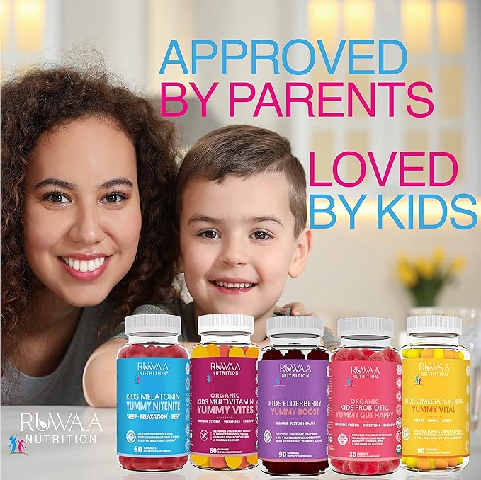 RUWAA NUTRITION Kids Melatonin Gummies 1 mg Safe Drug-Free &amp Effective Natural Sleep Aid for Kids. Children Melatonin Gummy Gluten-Free Vegetarian Restful Sleep Support for Ages 4+. 360ct (6)