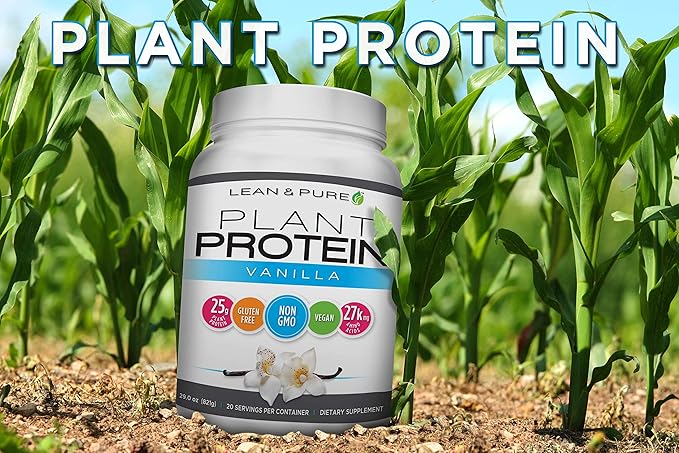 Lean &amp Pure Plant Vegan Protein Powder 25g of Protein Non GMO Gluten Free Vanilla 821g