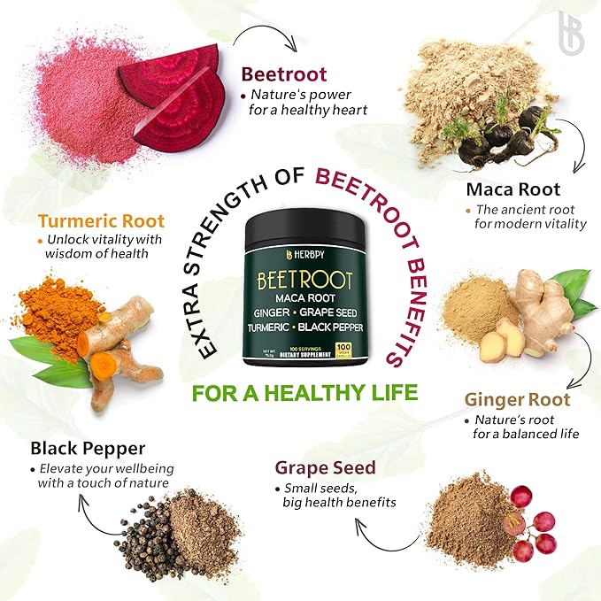Bundle 6in1 Dandelion Supplement &amp 6in1 Beet Root Capsules - Support Digestive Immune and Heart Health