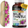 BIO KRAUTER® Milk Thistle Supplement for Liver Cleanse &amp Detox - Pure Vegan Milk Thistle Extract 1400 mg per Serving Сontains Silymarin - 250 Capsules 125 Days of Supply Non-GMO