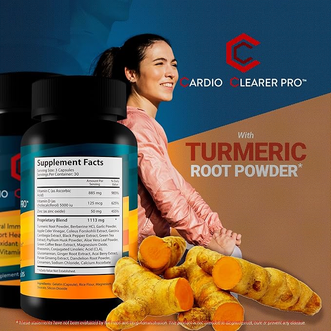 CC Cardio Clearer Pro - Natural Circulatory Health Support - Promote Healthy Blood Flow with Circulation Supplements - Vitamin C Turmeric Curcumin Garlic Ginger - Support Cardiovascular Health