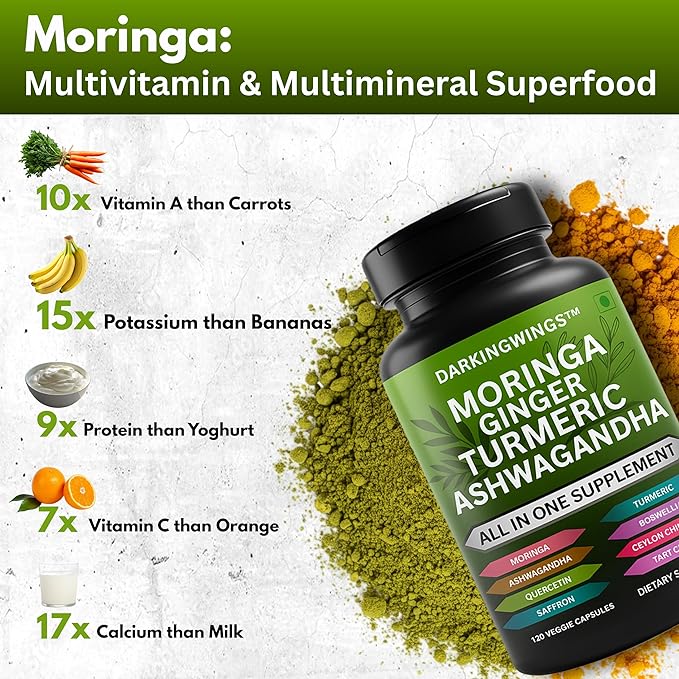 Shilajit Sea Moss and Moring for Men Combo Bundle Capsule with Ashwagandha Turmeric Curcumin Extract Supplement - Complete Vitality Formula