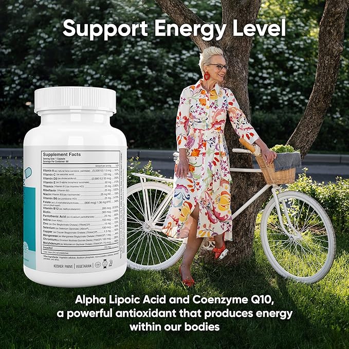 Nutri Supreme Active 50 Plus CoQ10 Lutein ALA and Turmeric Advanced Formula for Healthy Aging and Vitality 120 Vegetable Capsules