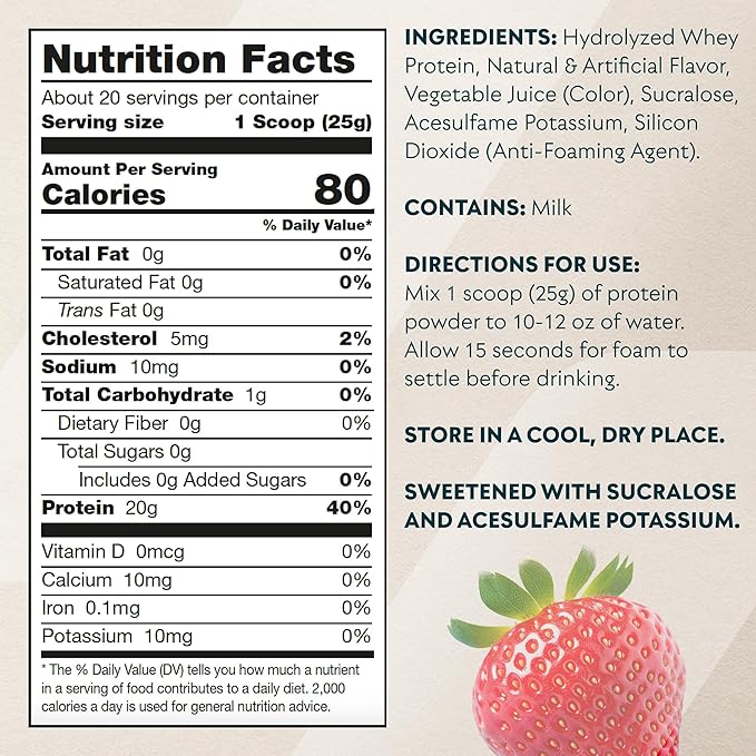 Myprotein Clear Whey Isolate Protein Powder 20 Servings (1.1lbs) Strawberry 20g Protein per Serving Naturally Flavored Drink Mix Daily Protein Intake for Superior Performance