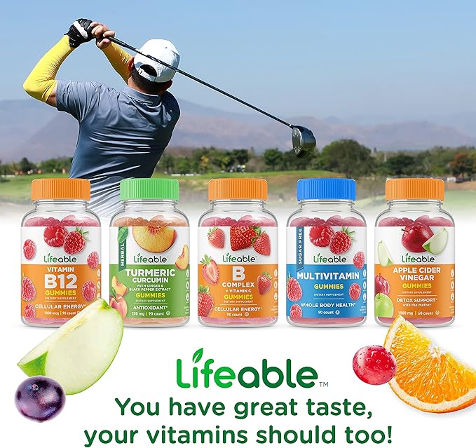 Lifeable B Complex + Collagen &amp Vitamin C Gummies Bundle - Great Tasting Vitamin Supplement Gluten Free GMO Free Chewable Gummy