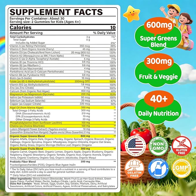 Kids Multivitamin Gummies &amp Kids Super Greens Gummies