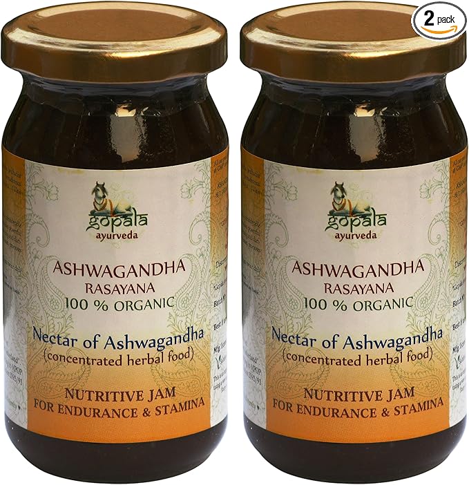 Gopala Ayurveda Ashwagandha Rasayana 250g - Ayurvedic Herbal Jam Made with 100% USDA Certified Organic Herbs (Pack of 2)