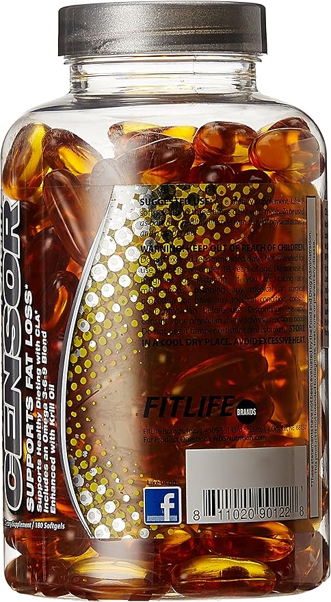 Censor - Fat Loss and Body Toner with CLA Fish Oil Safflower and Omega 3-6-9 Blend - Dietary Supplement for Improved Energy Metabolism and Health - 180 Softgels