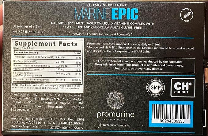 Promarine Marine Epic | Longevity | Biohacking | Anti-Aging | Helps Reduce Oxidative Stress | Biotechnology | Exceptional Cellular antioxidant