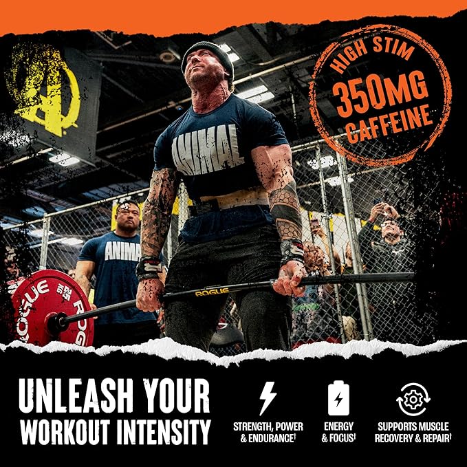 Animal Fury - Pre Workout Powder Supplement for Energy and Focus - 5g BCAA 350mg Caffeine Nitric Oxide Without Creatine - Powerful Stimulant for Bodybuilders - Blue Raspberry