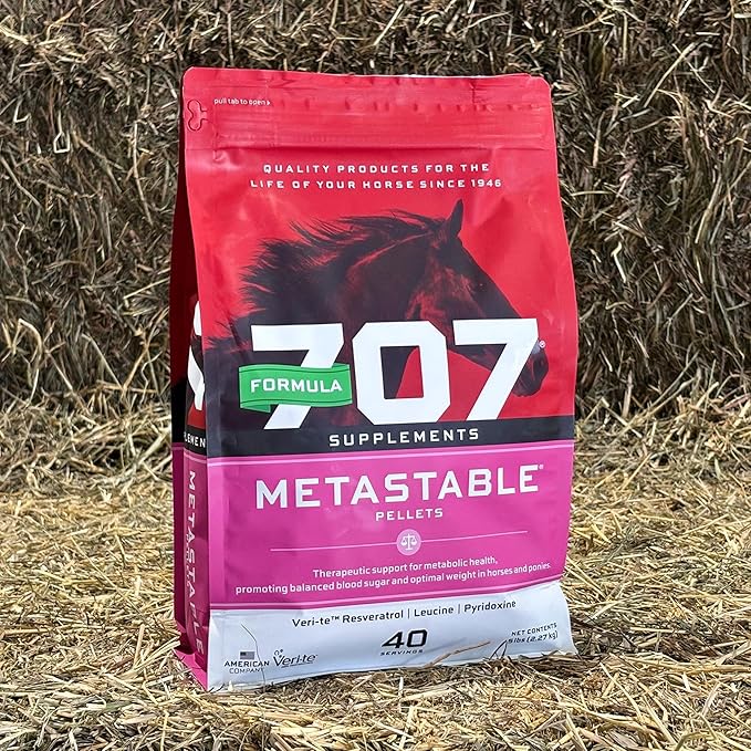 Formula 707 MetaStable Pellets for Horses 5 lb Bag – 40 Servings – University-Studied Support for Horses with Laminitis Insulin Resistance &amp Metabolic Disorders