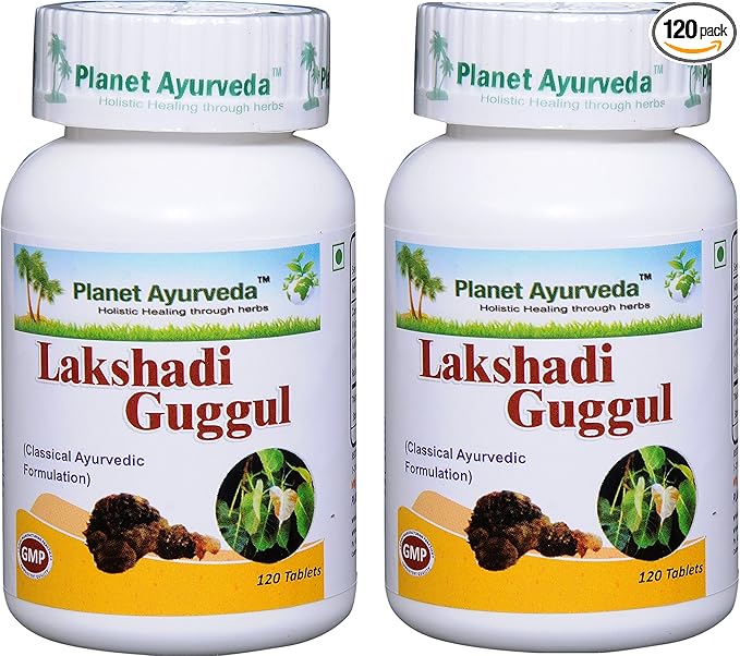 Planet Ayurvda Lakshadi Guggul - Herbal Tablets 100% Natural - 2 Bottles (Each Bottle Contains 120 Tablets)
