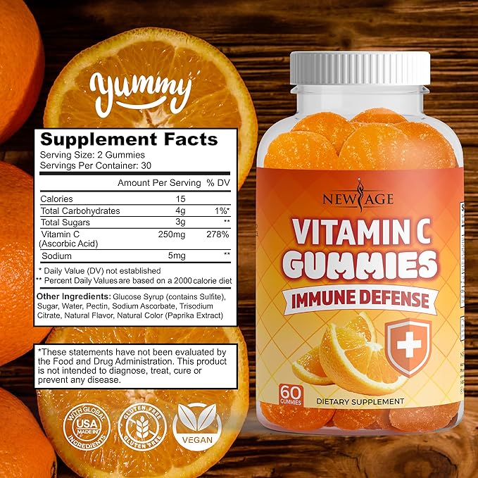 Zinc Gummies - 2 Pack - 50mg High Immune Booster Zinc Supplement Immune Defense Powerful Natural Antioxidant Non-GMO - by New Age (Zinc/Vitamin C)
