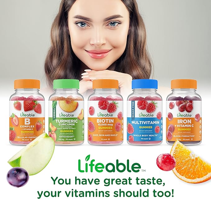 Lifeable Collagen &amp Biotin + Calcium Magnesium Zinc &amp Vitamin D Gummies Bundle - Great Tasting Vitamin Supplement Gluten Free GMO Free Chewable Gummy