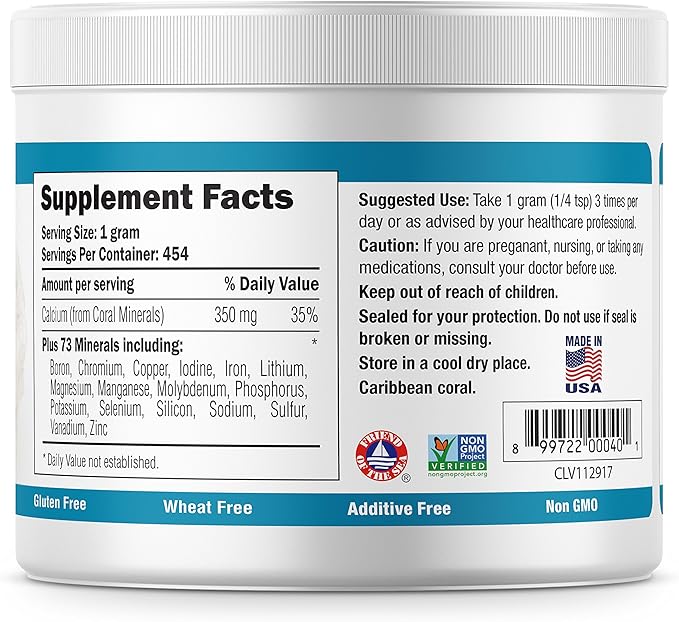 Coral Ecopure Powder Coral Calcium Powder Supplement with Coral Minerals - 16 Ounces