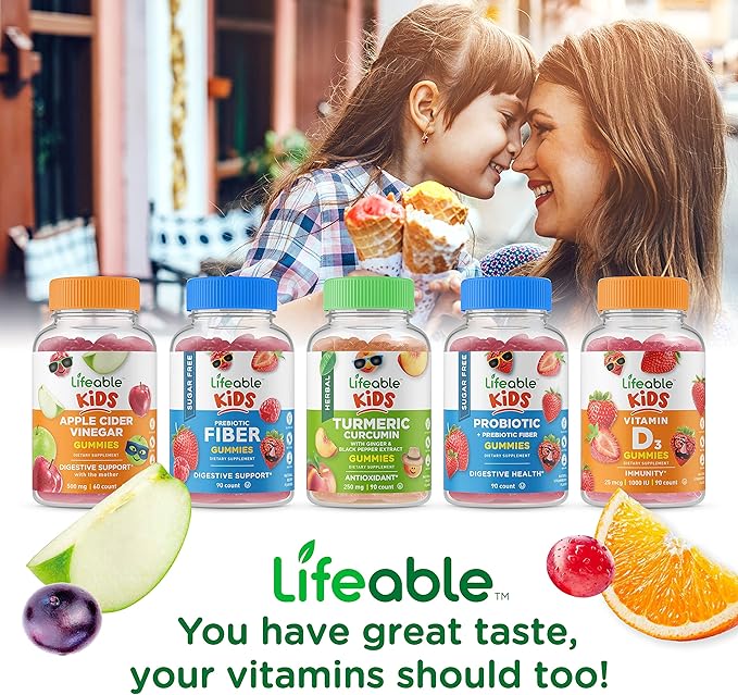 Lifeable Probiotic 2 Billion CFU Kids + Multivitamin Kids Gummies Bundle - Great Tasting Vitamin Supplement Gluten Free GMO Free Chewable Gummy
