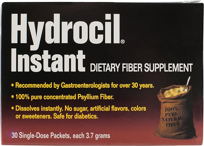 Dietary Fiber Supplement Psyllium Husk Powder 30 Single-Dose Packets