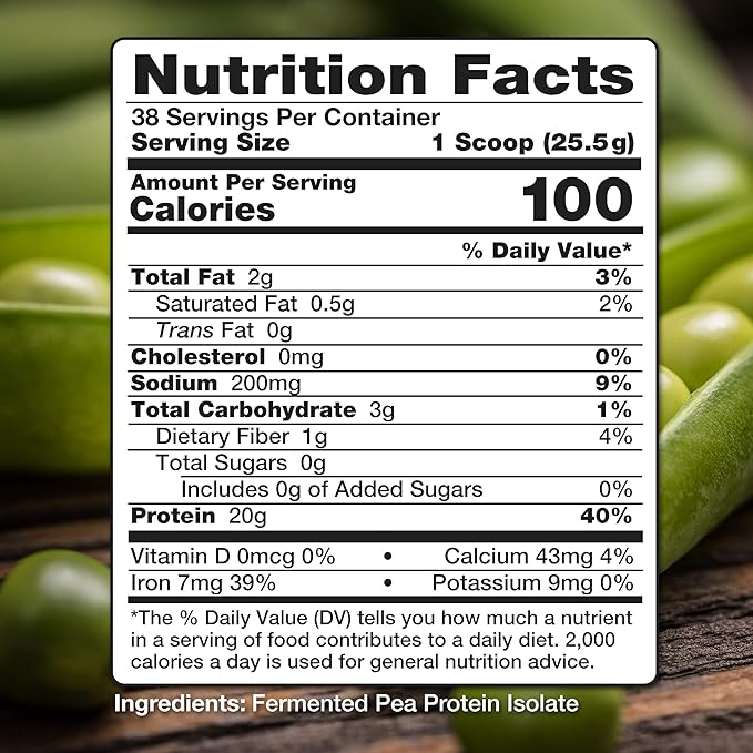 Nutrasumma Pea Protein Powder Unflavored and Unsweetened Sugar Free Vegan 100% Plant Based Non GMO Gluten Free &amp Soy Free 2.14 LB