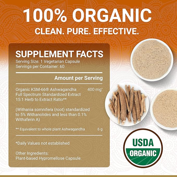True Veda Mood Bundle | USDA Organic | Multi-Award-Winning | Organic Ashwagandha KSM-66® + Organic Holy Basil with Vitamin B6