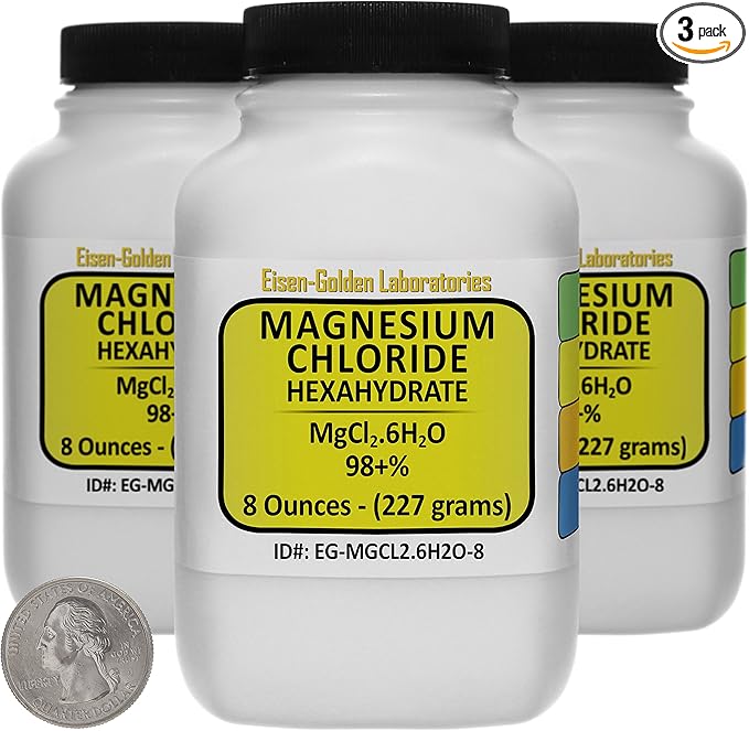 Magnesium Chloride [MgCl2.6H2O] 98+% AR Grade Flakes 1.5 Lb in Three Space-Saver Bottles