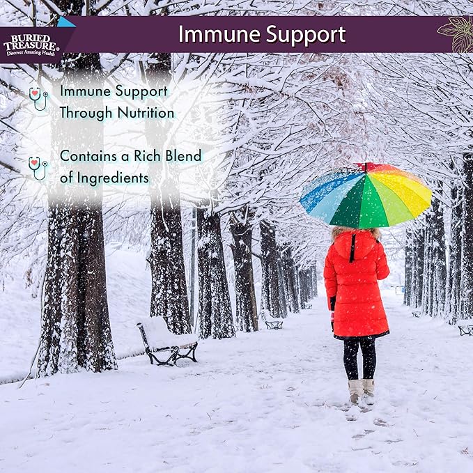 Buried Treasure ACF Immune Support - 16 oz 16 Servings Vitamin C Elderberry Zinc Liquid Immune Booster with Vitamins and Minerals w/ Dose Cup