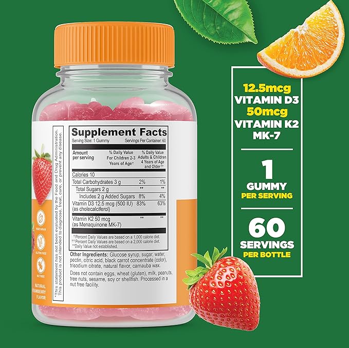 Lifeable Biotin Kids + Vitamin D3 + Vitamin K2 Kids Gummies Bundle - Great Tasting Vitamin Supplement Gluten Free GMO Free Chewable Gummy