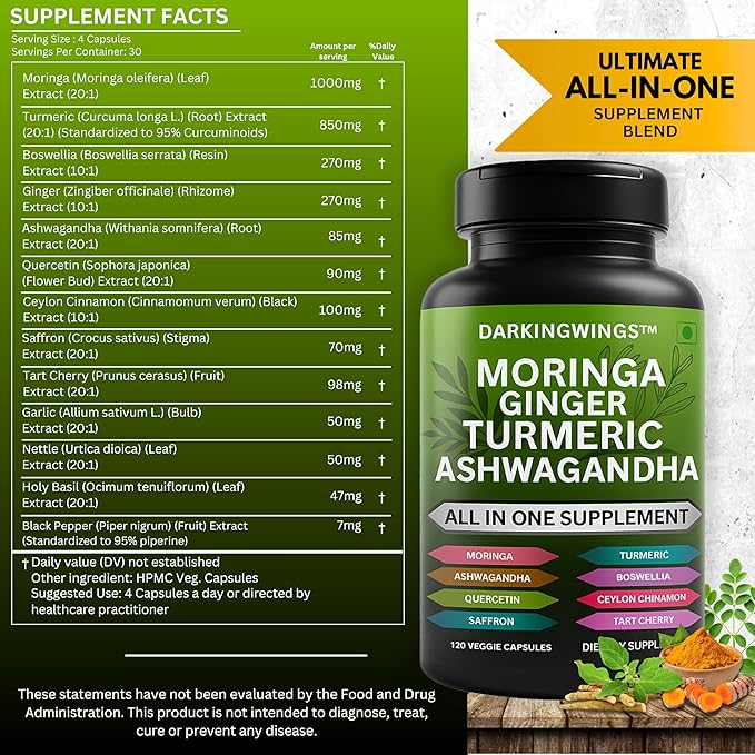 Shilajit Sea Moss and Moring for Men Combo Bundle Capsule with Ashwagandha Turmeric Curcumin Extract Supplement - Complete Vitality Formula